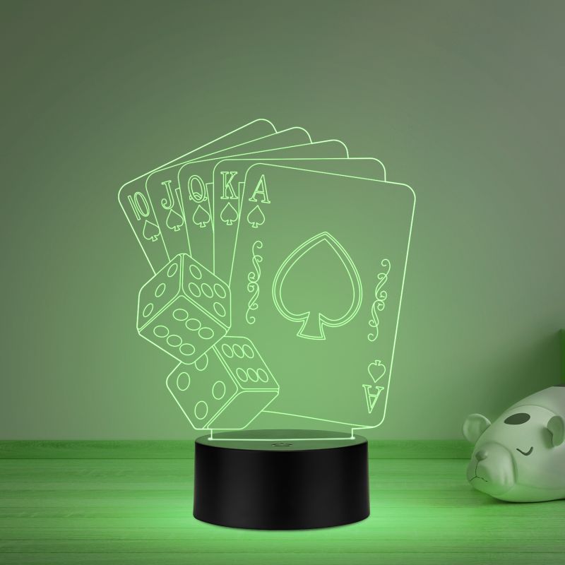 Playing Cards Acrylic led Table lamp Multicolored Light with Remote Control